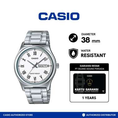 CASIO MTP-V006D-7BVDF Analog Jam Tangan Pria - White Silver White Silver