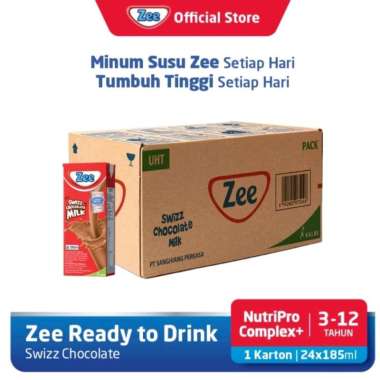 Susu Uht Zee Swizz Chocolate dan Stroberry 1 karton isi 24 pcs Stroberi