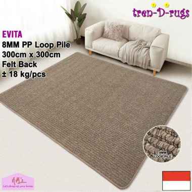 Tren-D-rugs karpet jumbo besar aesthetic polos salur stripes permadani bulu alas lantai ruang tamu k