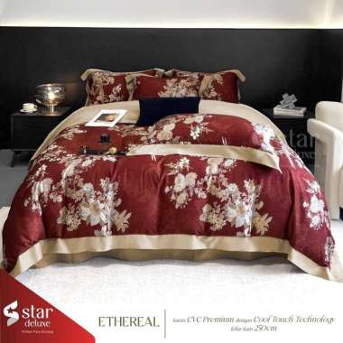 SILIKI Seprai Set Sprei Katun CVC STAR Motif Red Collection All Size tinggi 25 140 x 200