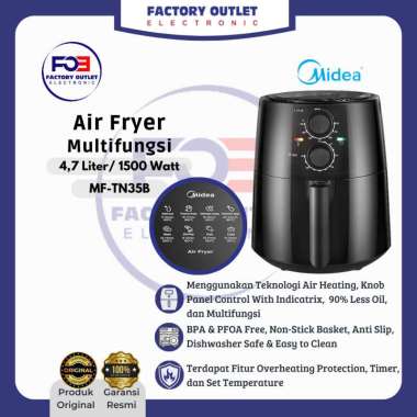 MIDEA MF-TN35B MF TN35B Air Fryer Penggoreng Elektrik 4.7 Liter Multifungsi BPA Free Anti Lengket - 