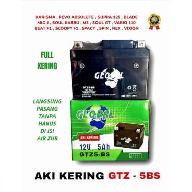 GS ASTRA GTZ5S Yuasa YTZ5S Aki kering motor Beat, Vario110, Scoopy, Mio Global