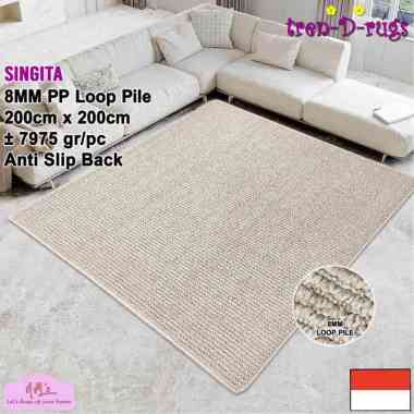 Tren-D-rugs karpet aesthetic jumbo besar polos salur permadani bulu alas lantai ruang tamu kamar tid