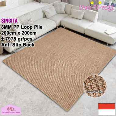 Tren-D-rugs karpet aesthetic jumbo besar polos salur permadani bulu alas lantai ruang tamu kamar tid