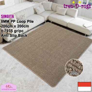 Tren-D-rugs karpet aesthetic jumbo besar polos salur permadani bulu alas lantai ruang tamu kamar tid