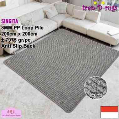 Tren-D-rugs karpet aesthetic jumbo besar polos salur permadani bulu alas lantai ruang tamu kamar tid