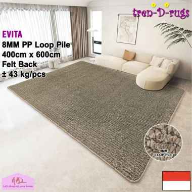 Tren-D-rugs karpet permadani jumbo besar aesthetic polos salur stripes bulu alas lantai ruang tamu k