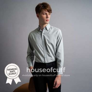 Houseofcuff Kemeja Kerja Formal Pria Model French Cuff / Double Cuff Dengan Cufflinks Warna Mint Kem