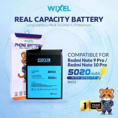 WIXEL Baterai BN53 Compatible For Redmi Note 9 Pro / Note 10 Pro Double Power Original Battery BN 53