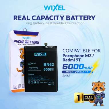 WIXEL Baterai Compatible For Poco M3 Redmi 9T BN62 Real Capacity Batre Batrai Battery Double Power D