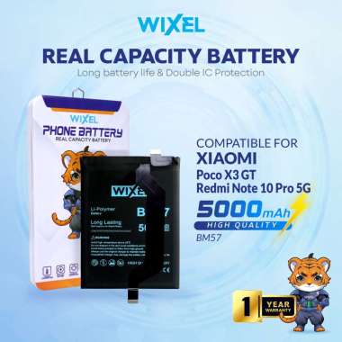 WIXEL Baterai BM57 Compatible For Poco X3 GT / Redmi Note 10 Pro 5G Pocophone Double Power Real Capa