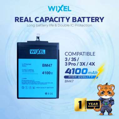 WIXEL Baterai BM47 Compatible For Redmi 3 3S 3X Pro Prime 4X Real Capacity Battery Double Power Batr