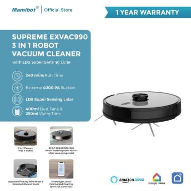 Mamibot Supreme EXVAC990 Robot Vacuum Cleaner with LSD Super Sensing Lidar + Auto Empty Dustbin | Sa