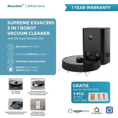 Mamibot Supreme EXVAC990 Robot Vacuum Cleaner with LSD Super Sensing Lidar + Auto Empty Dustbin | Sa