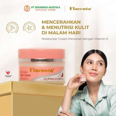 FLACENTA Brightening Night Cream Pelembab Wajah untuk Mencerahkan Wajah With Vitamin E, Niacinamide