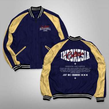 Fortklass Jaket Sukajan SPECIAL HUT RI 79 / JAKET JUSTICE Jaket Distro Unisex Premium Original NAVY