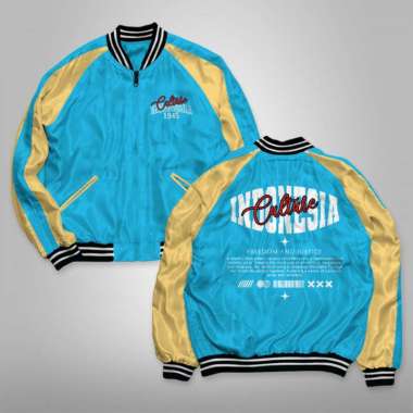 Fortklass Jaket Sukajan SPECIAL HUT RI 79 / JAKET JUSTICE Jaket Distro Unisex Premium Original BIRU 