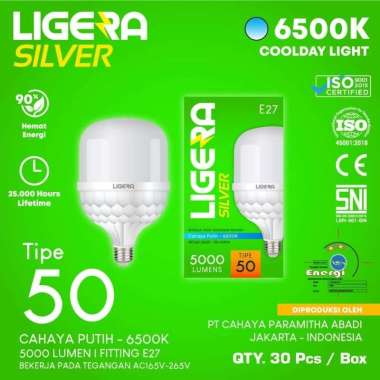 Lampu Led LIGERA Silver Cahaya Putih TIPE 50