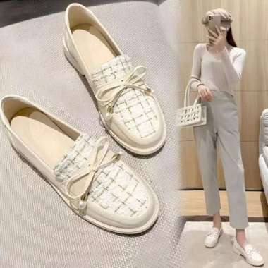 SEPATU WANITA PREMIUM LOAFER OXFORD FLAT SHOES FASHION KOREA SEPATU HITAM KREM KEKINIAN KASUAL KERJA