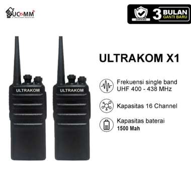 Ultrakom X1 Walkie Talkie 16 Channel Single Band UHF Garansi Resmi 3 Bulan Ganti Baru SEPASANG PLUS 