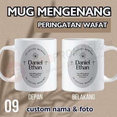 Souvenir Mug Mengenang 40 - 100 - 1000 hari yasinan tahlilan Custom 9 tulisan Packaging xtra safe cl