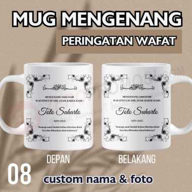 Souvenir Mug Mengenang 40 - 100 - 1000 hari yasinan tahlilan Custom 8 tulisan Packaging xtra safe cl