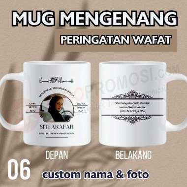Souvenir Mug Mengenang 40 - 100 - 1000 hari yasinan tahlilan Custom 6 + Foto Packaging standar