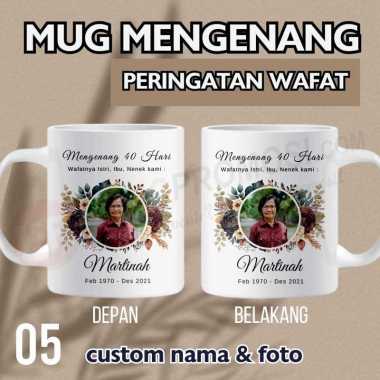 Souvenir Mug Mengenang 40 - 100 - 1000 hari yasinan tahlilan Custom 5 + Foto Packaging xtra safe cla
