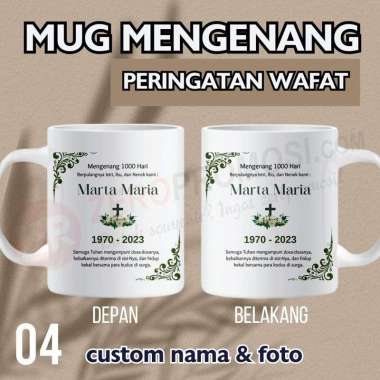 Souvenir Mug Mengenang 40 - 100 - 1000 hari yasinan tahlilan Custom 4 tulisan Packaging standar