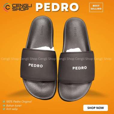 PEDRO SANDAL PRIA ORIGINAL ASLI ORI SENDAL SLIDE HITAM BLACK PM085