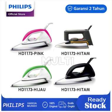 Setrika Philips Classic HD1173 / HD1172 Electric Dry Iron Tapak Anti Lengket HD1172/99-HITAM