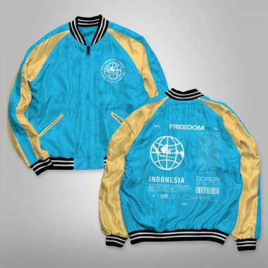 Fortklass Jaket Sukajan SPECIAL HUT RI 79 / JAKET FREEDOM Jaket Distro Unisex Premium Original BIRU 