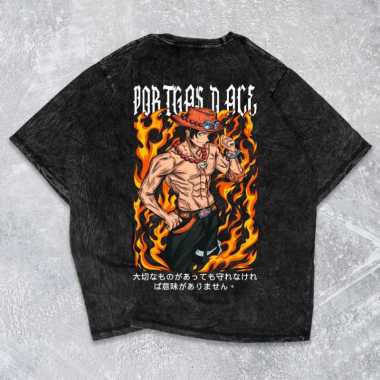 FortKlass Kaos Oversize Snow Wash PORTGAS Kaos Oversize Washed Pria Lengan Pendek PUTIH M