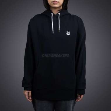 MAISON KITSUNE GREY FOX HEAD PATCH CLASSIC HOODIE BLACK (100% AUTHENTIC) S