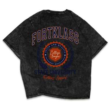 FortKlass Kaos Oversize Snow Wash UNIVERSITY Kaos Oversize Washed Pria Lengan Pendek PUTIH S