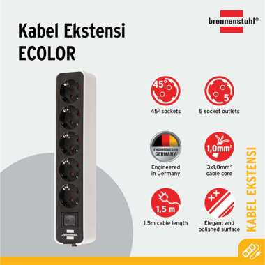 Brennenstuhl Ecolor Stop Kontak - White [5 Lubang Socket]