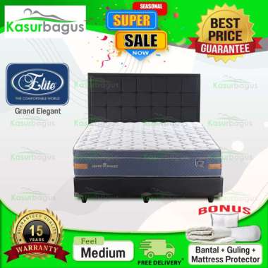 Elite Grand Elegant Set Springbed [Fullset/ Khusus Jabodetabek] 160 x 200 WHITE