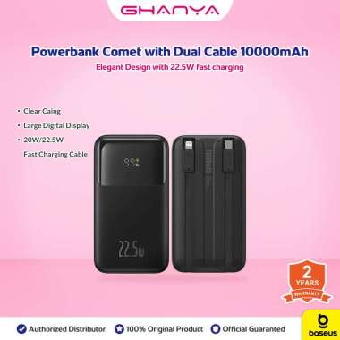 Baseus Powerbank Comet with Dual Cable LED Digital Display 10000mAh 3A 22.5W Fast Charging Quick Cha