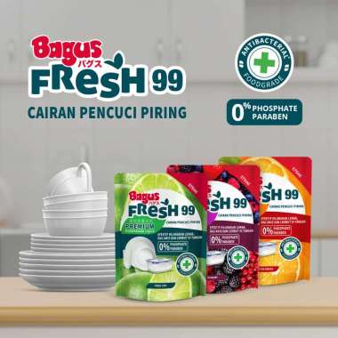Bagus Fresh 99 Premium Anti Bakteri Dish Washing Liquid Pouch Refill 575ml Sabun Cuci Piring Penghil
