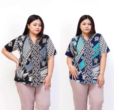 BLOUSE BATIK WANITA LENGAN PENDEK PREMIUM BATIK MODERN JUMBO BIG SIZE 189 BRANDED KEKINIAN BAJU HAMI