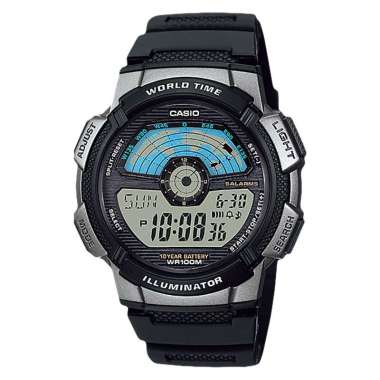 Jam Tangan Pria Casio General AE-1100W-1AVDF Water Resistant 100M Black Resin Band -