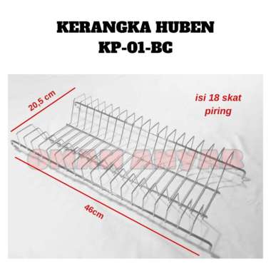 Kerangka Piring Botol Rak Dapur dan Tatakan Rak Piring Huben Besi Chrome Plastik Kerangka Piring