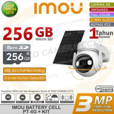 IMOU CELL PT 4G 3MP KAMERA CCTV IP CAMERA PTZ AUDIO COLORVU SOLAR PANEL MEMORI 256GB