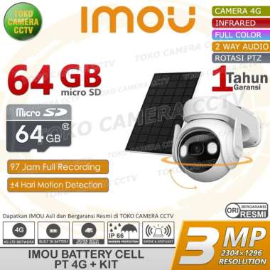 IMOU CELL PT 4G 3MP KAMERA CCTV IP CAMERA PTZ AUDIO COLORVU SOLAR PANEL MEMORI 64GB