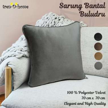 Tren-D-home - Sarung bantal kursi tamu sofa polos halus beludru 70 cm x 70 cm - NMs Ash Grey