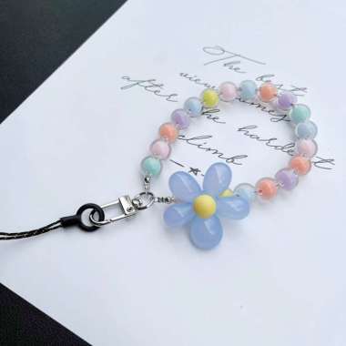 OEM ONE-C1148 Gantungan Hp Bunga Manik Flower Beads Lanyard Pergelangan Tangan / Gantungan Kunci Hea