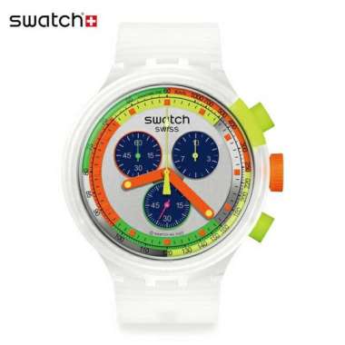 SWATCH SB02K100 Neon Jelly Jam Tangan Unisex Analog-Swiss Made Original