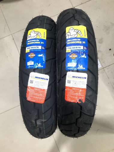 ( PAKET 2 Ban RING 16 ) Michelin 130 90 16 dan 150 80 16 RING 16 SCORCHER 31 untuk HONDA REBEL ORIGI