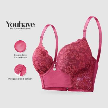 YouHave (You’ve) BH BRA Wanita Jumbo Bra Wanita Cup C Jumbo BH Kawat Brokat BRA 100208 Black 42