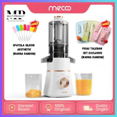 Mecoo Slow Juicer Aesthetic Extra Big Mouth EasyJuice EasyClean 100 Low Watt BPA Free Milky White